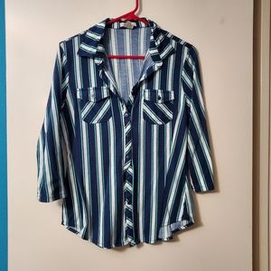 Love Potion Top Blue white striped size M